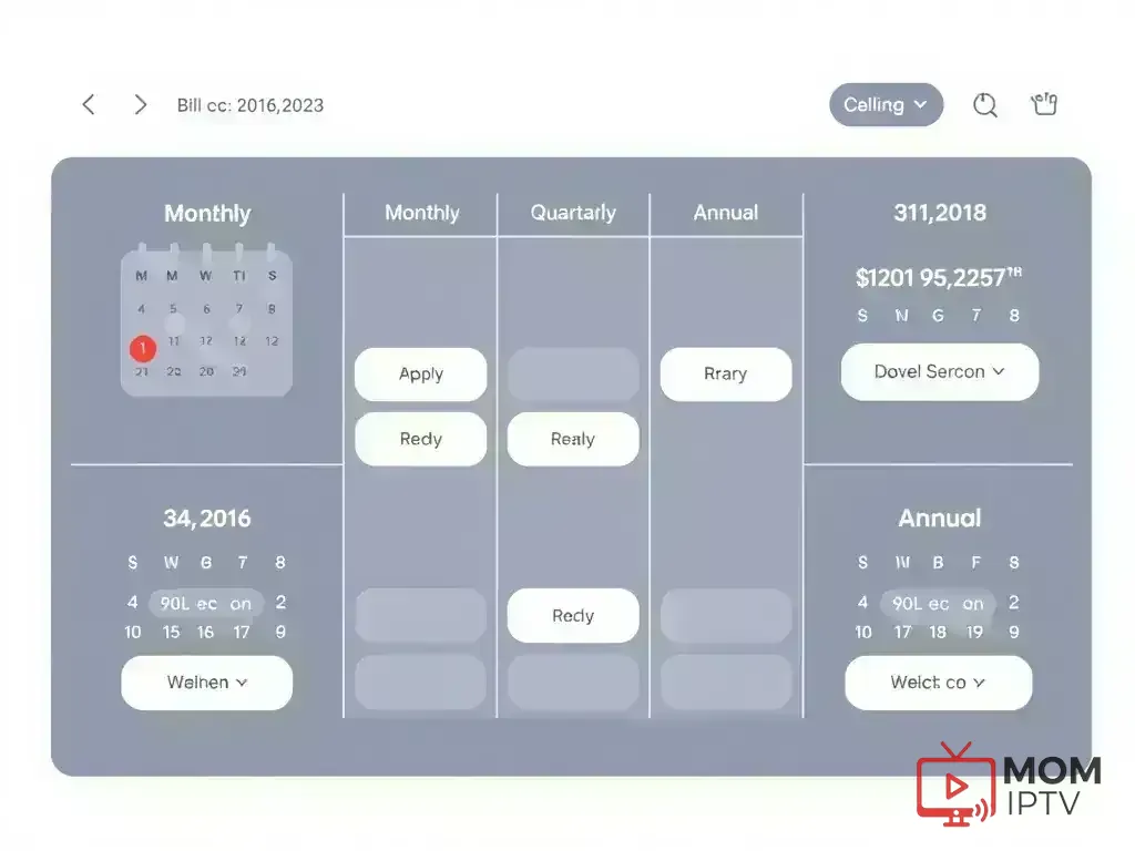 Calendar showing different billing cycles