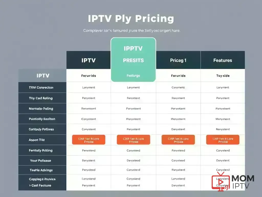 Comparison chart of Mom IPTV pricing plans