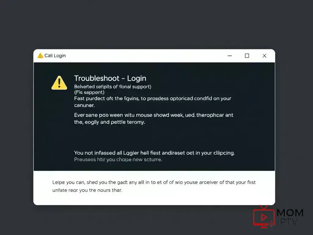 Login error screen with troubleshooting tips